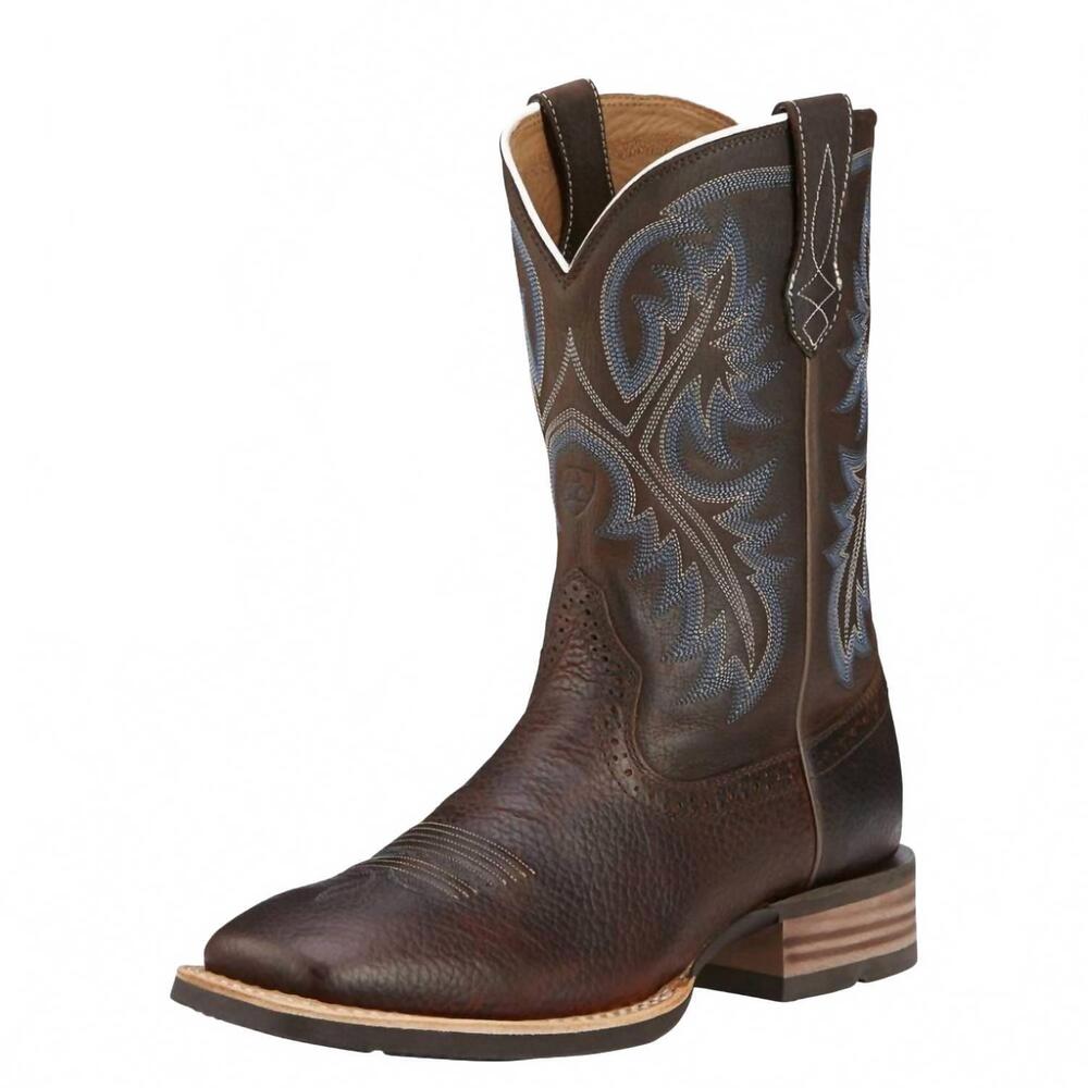 NEW ARIAT men's quickdraw rowdy cowboy boot in brownd oiled